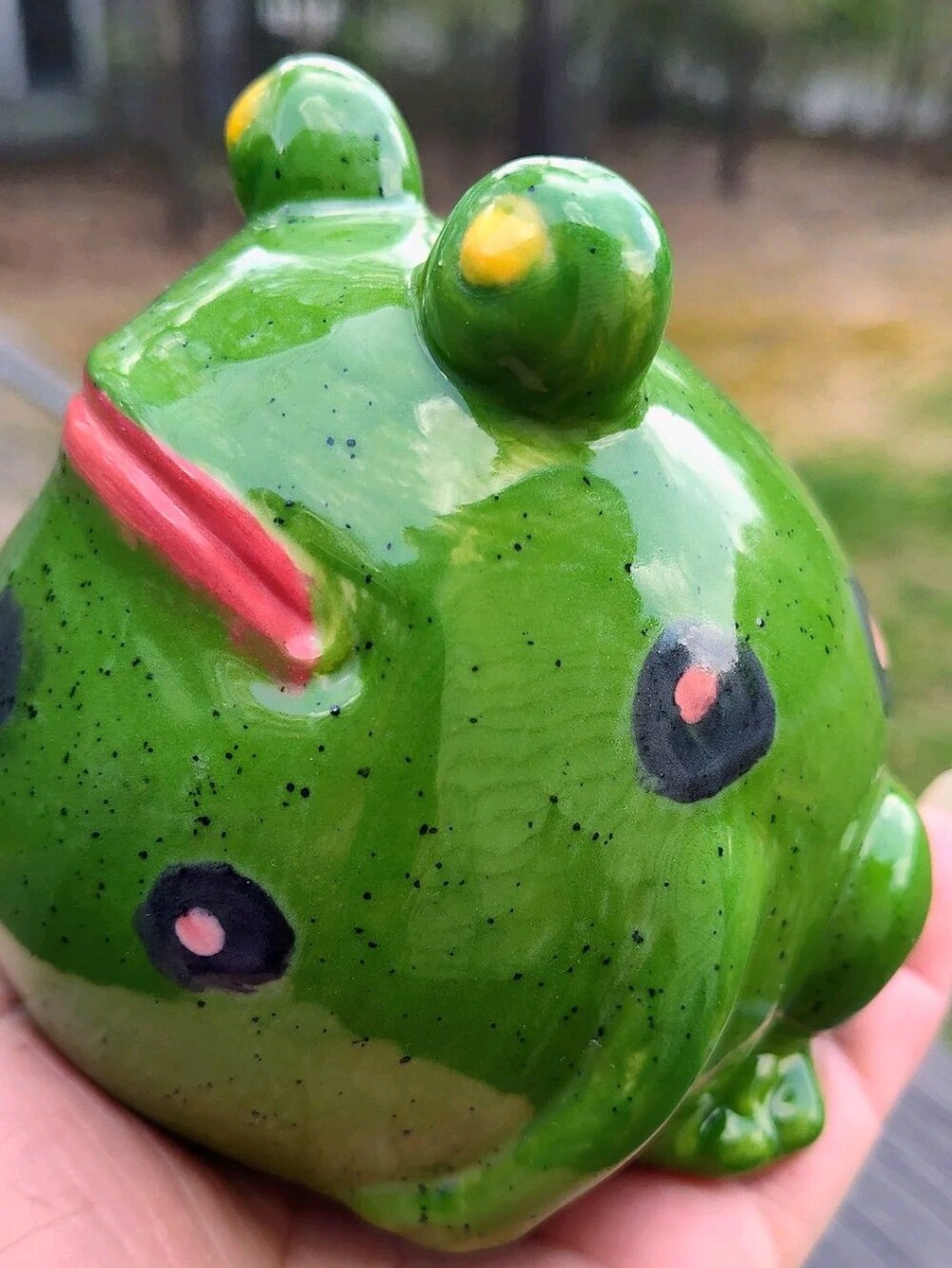 Cute Vintage Frog Handmade Ceramic Garden Decor - Picture 2 of 5